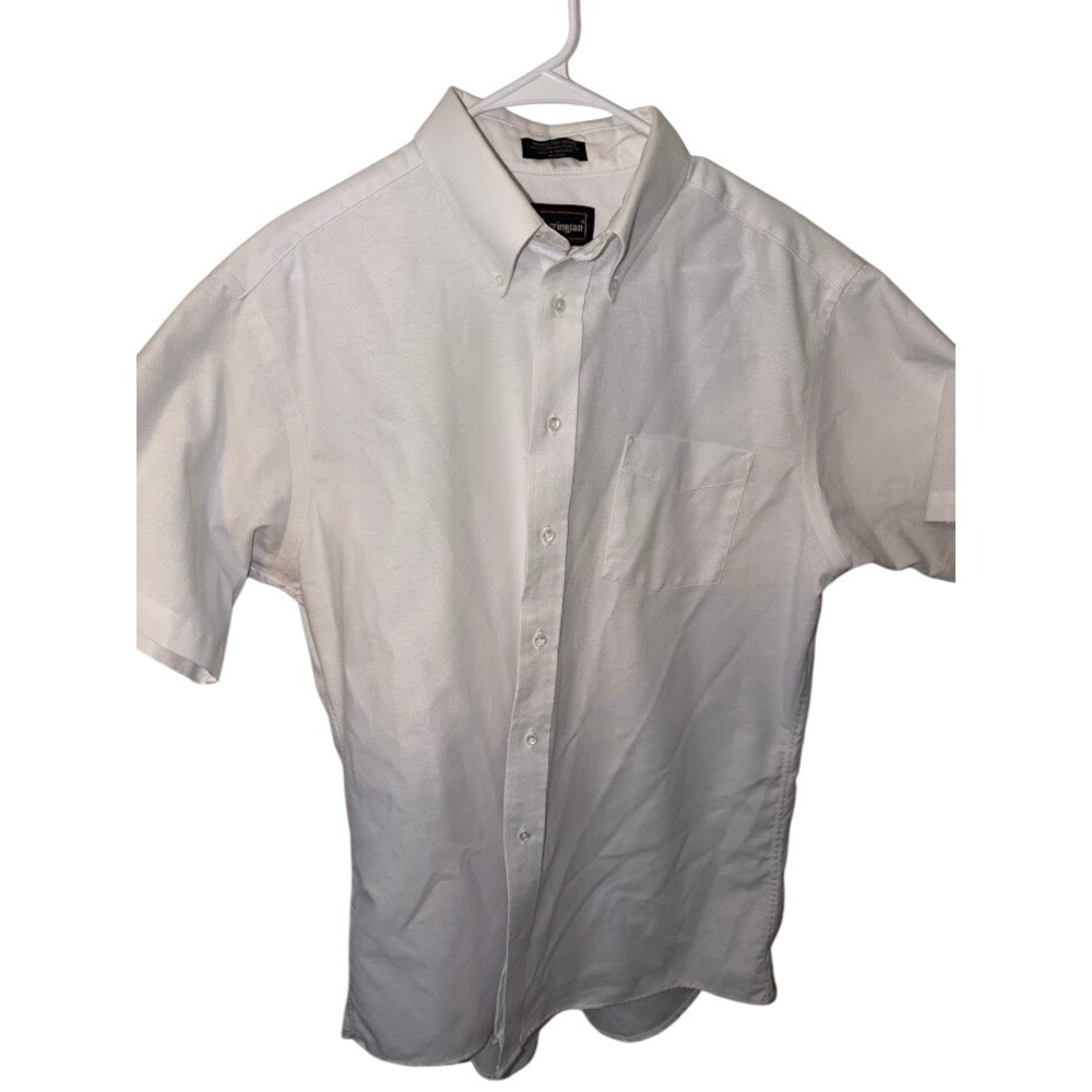 Barrington Mens White Wrinkle Free Oxford Short Sleeve Button Down Shirt Size 17